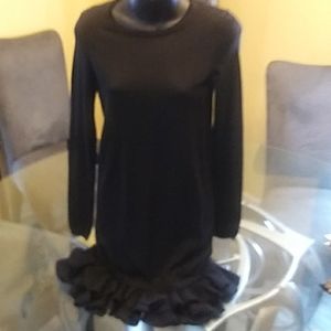 SALE!!!!Red Valentino, merino wool black dress with ruffle